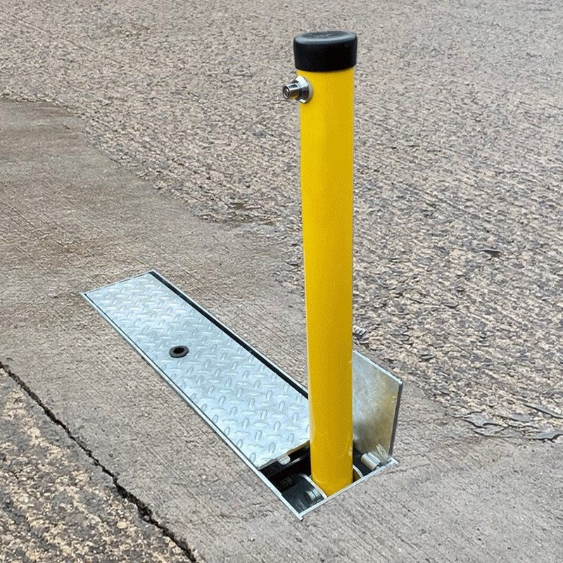 Stealth Parking Post Foldaway Coffin | Yellow - Store Fittings Direct
