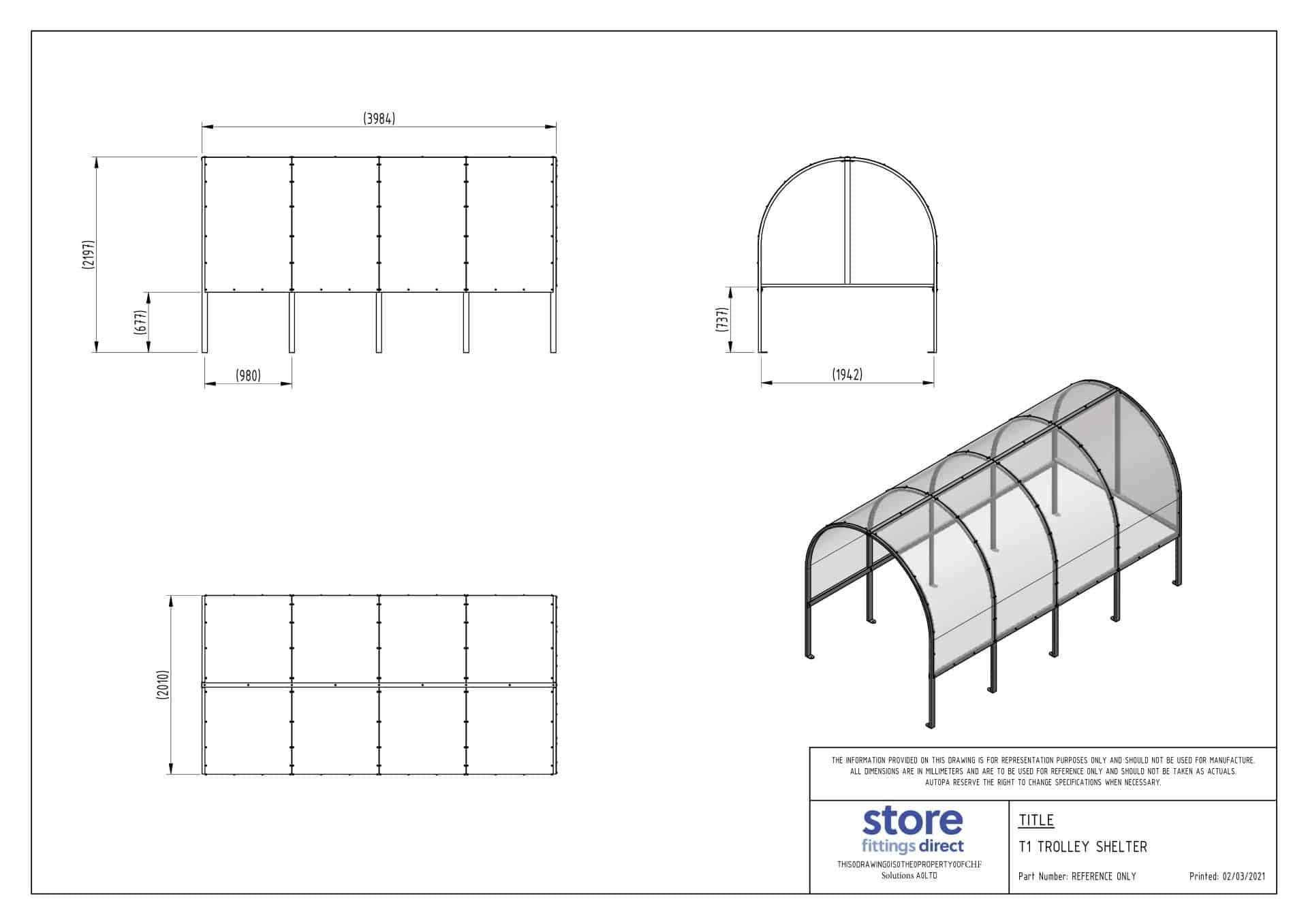 The Blencoe Shopping Trolley Shelter - Supermarket Trolley Shelter - Store Fittings Direct