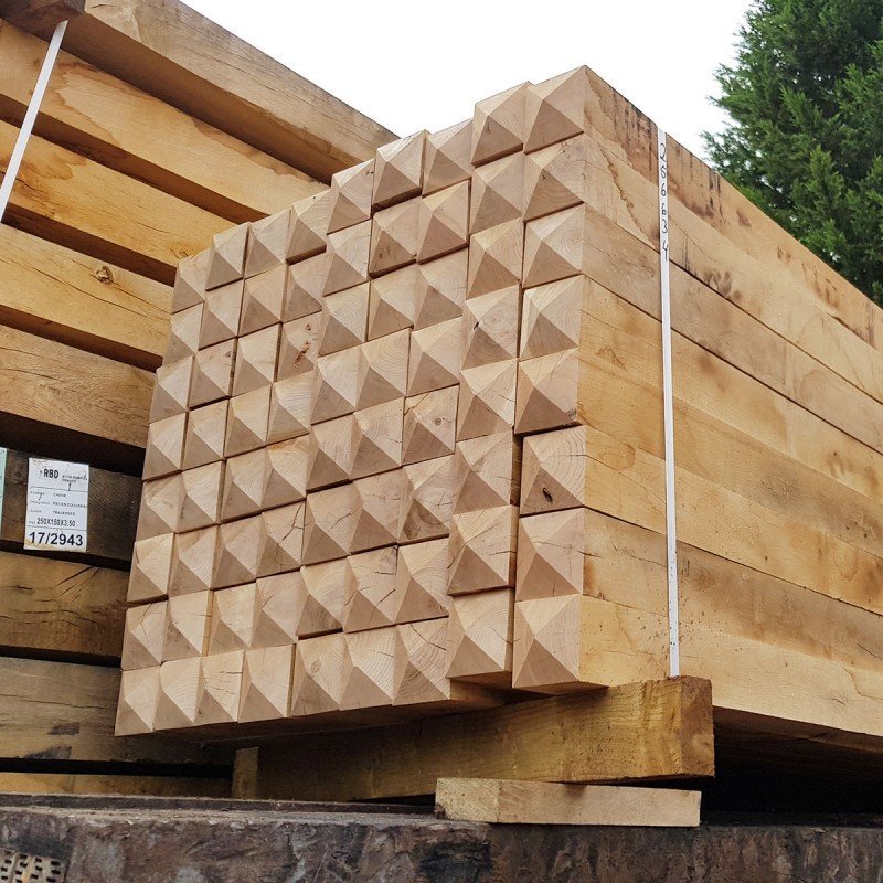 Timber Bollards | Solid oak with 4 Way Flat Top - Store Fittings Direct