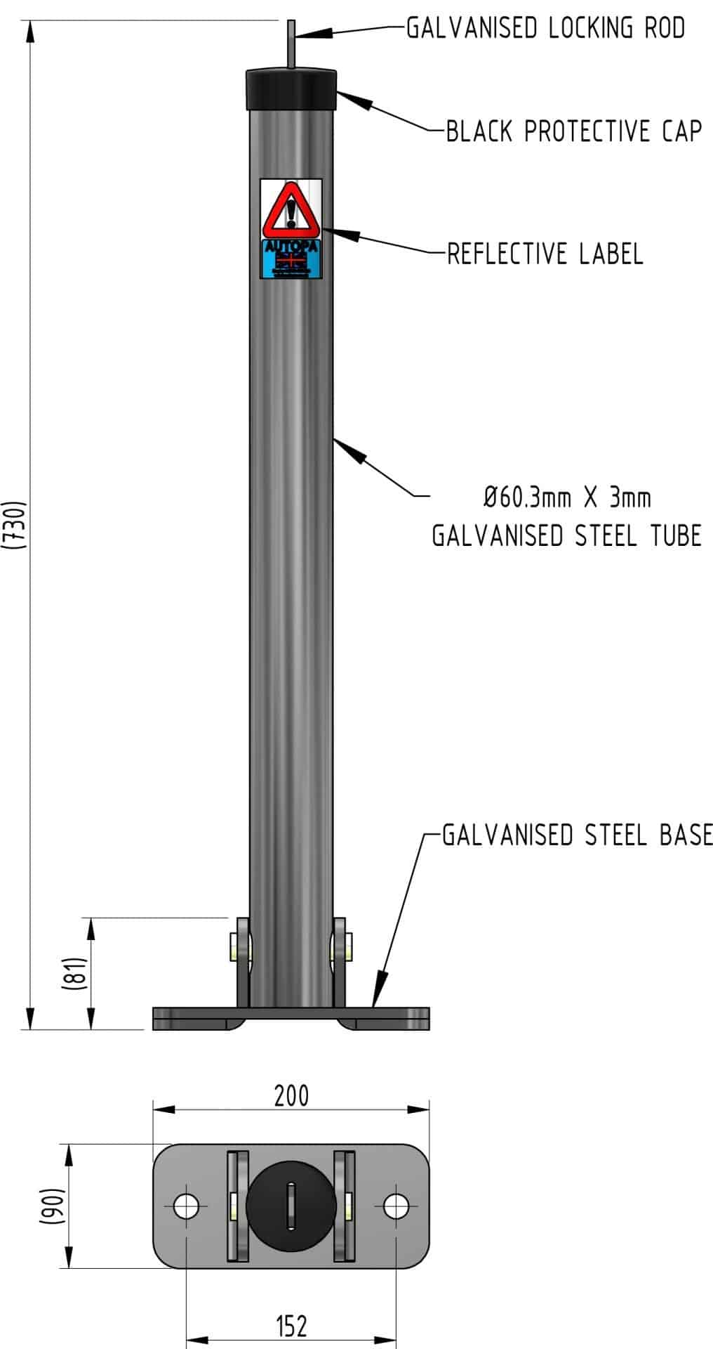 Toplok Folding Parking Post - Store Fittings Direct