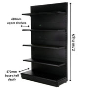 Wall Shelving 2.1m High | 570mm Base Shelf | 470mm Uppers - Store Fittings Direct