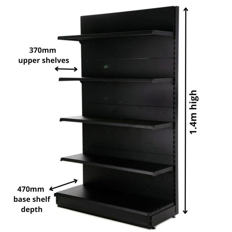 Wall Shelving Bay 1.4m | 470mm Base Shelf | 370mm Uppers - Store Fittings Direct