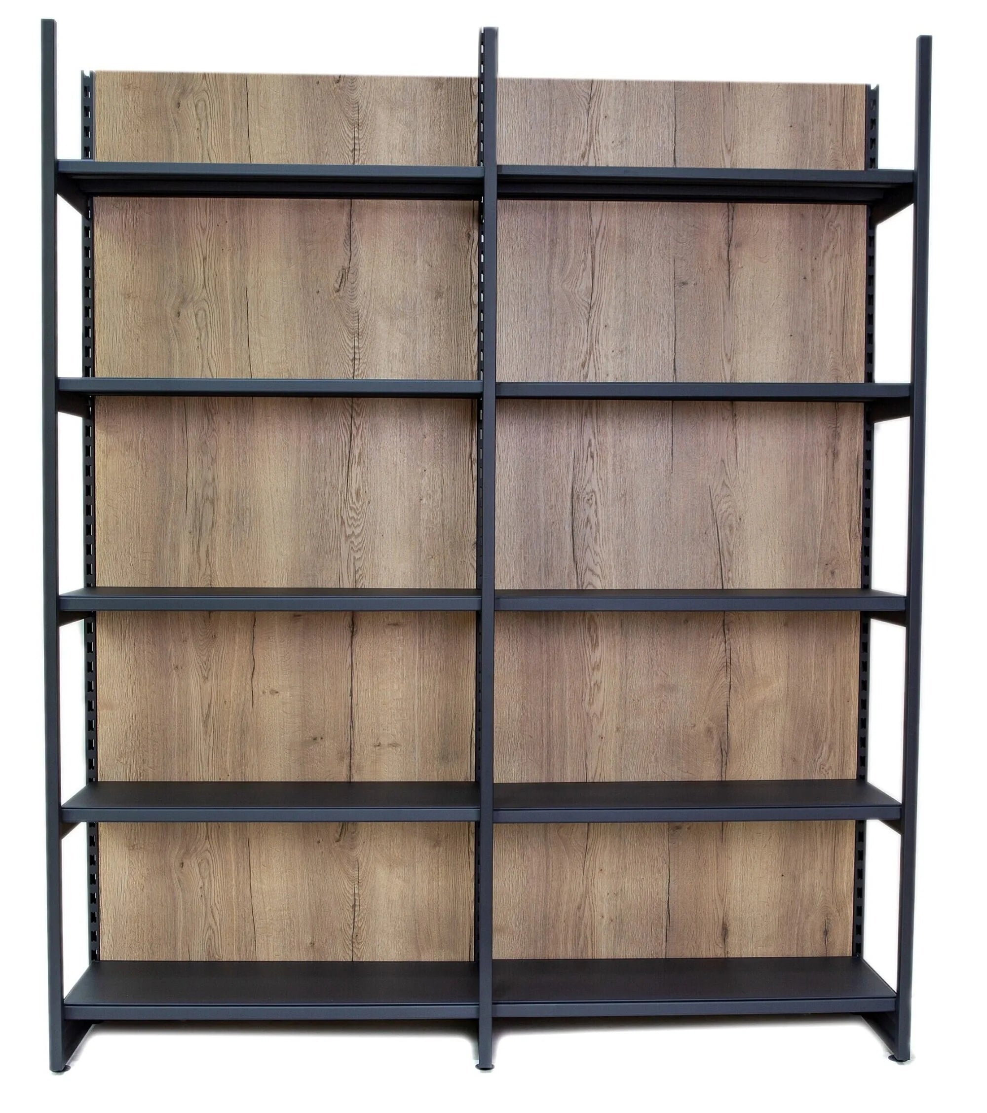 Wooden Backed Double Posted Shelving 370mm