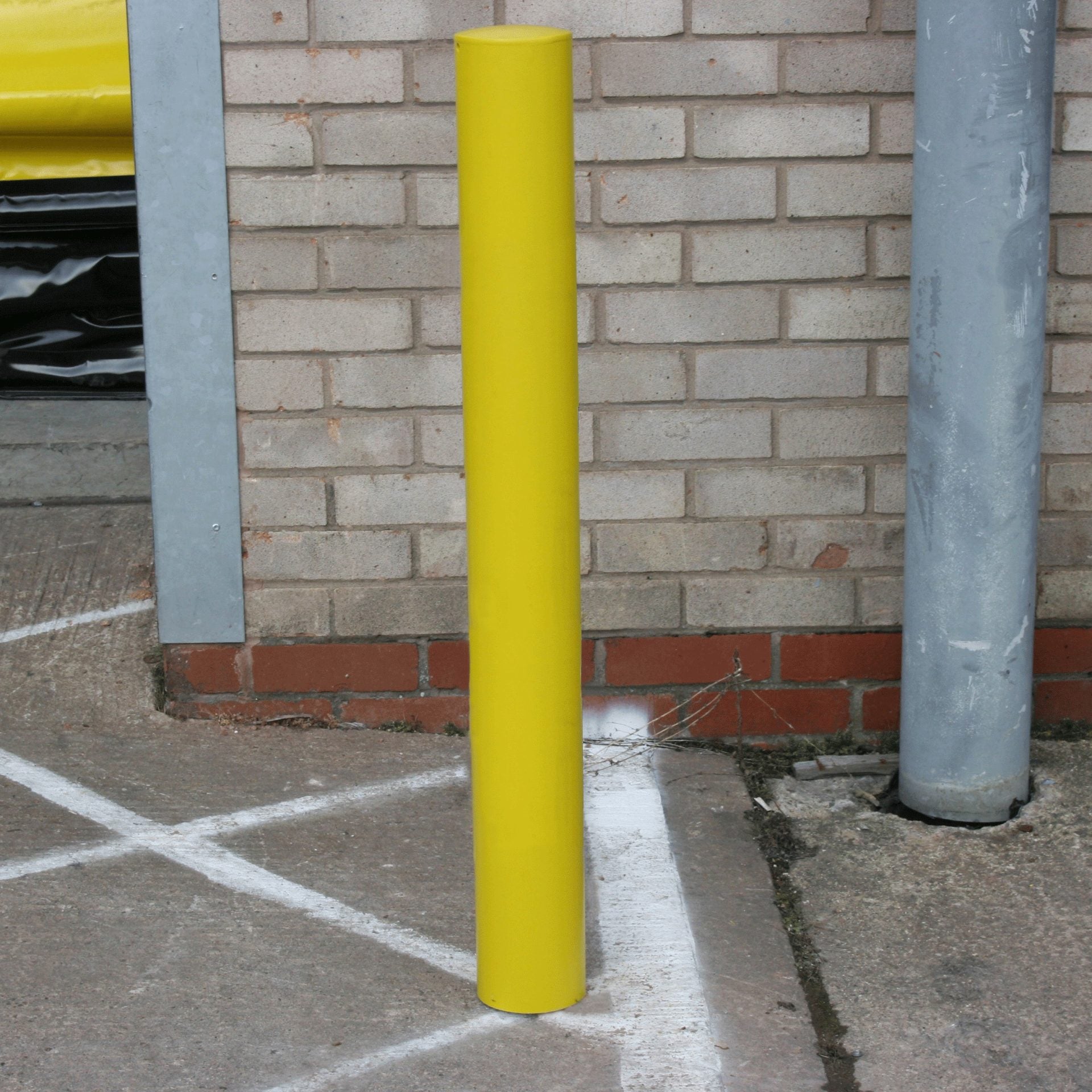 Yellow Galvanised Mild Steel Bollards | 1000mm Above Ground - Store Fittings Direct