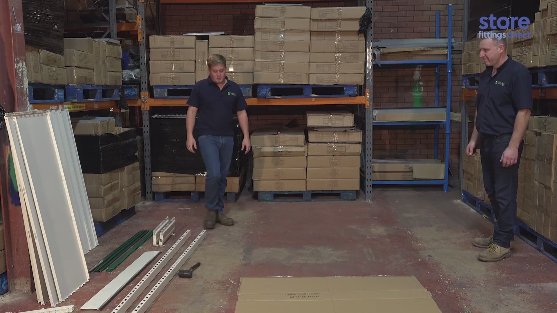 Load video: Wall Shelving Bay 1.4m High with Base Shelf
