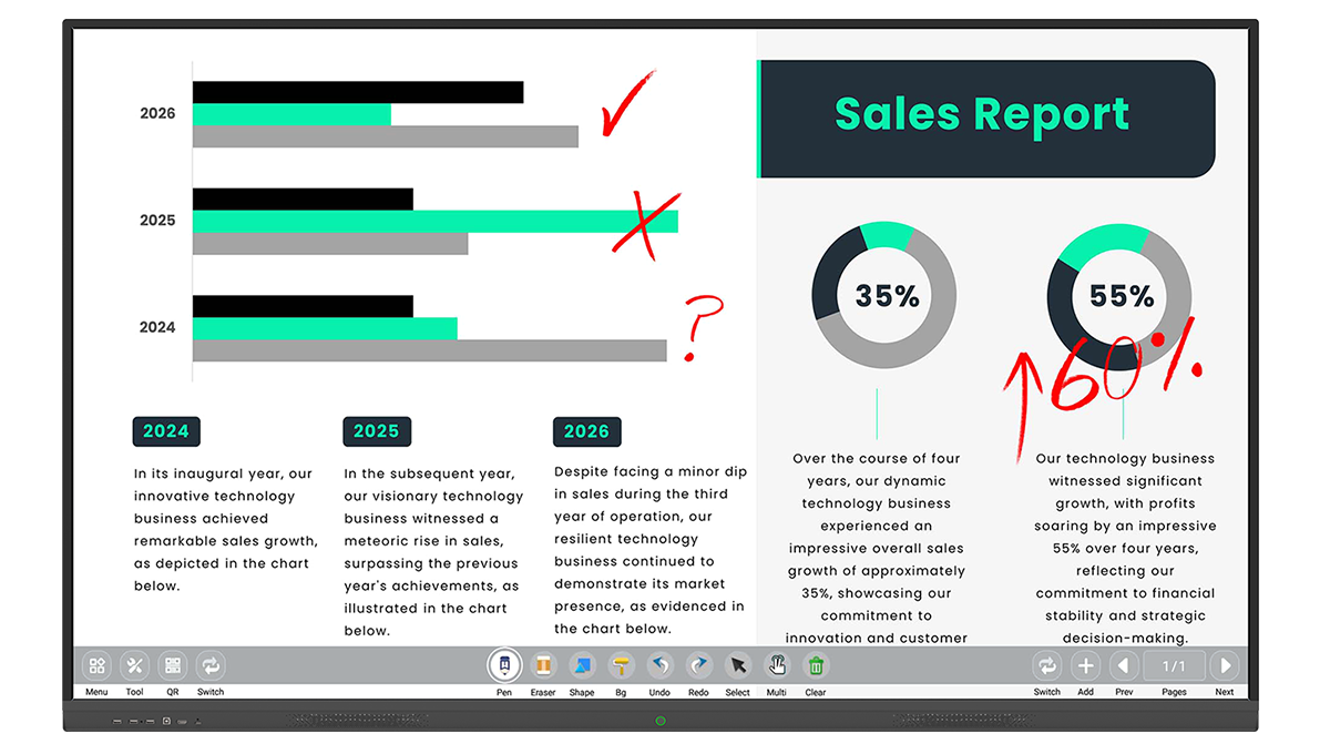 4K Interactive Multi-Touch Screen Whiteboard | Education & Business Display