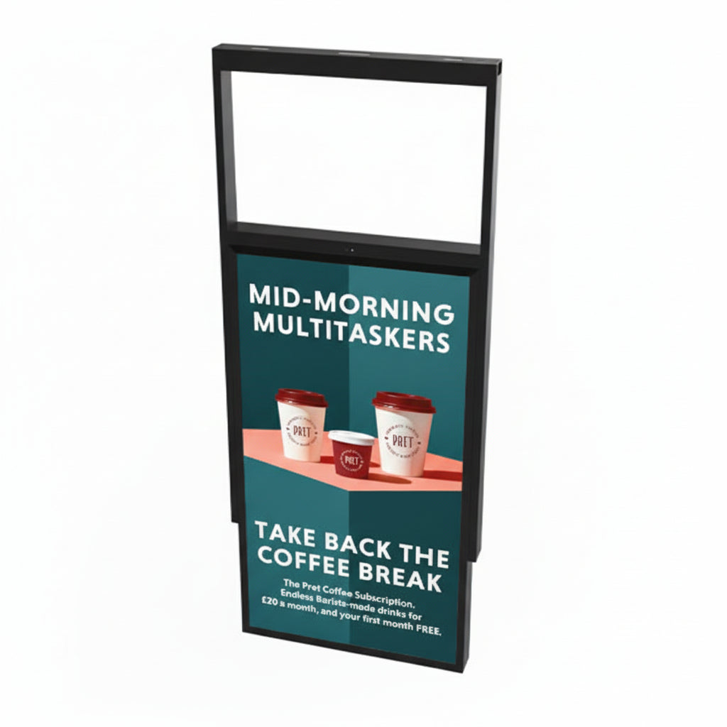 Ultra High Brightness Hanging Double Sided Digital Window Displays 3,500 cd/m² | Floor or Ceiling Mount