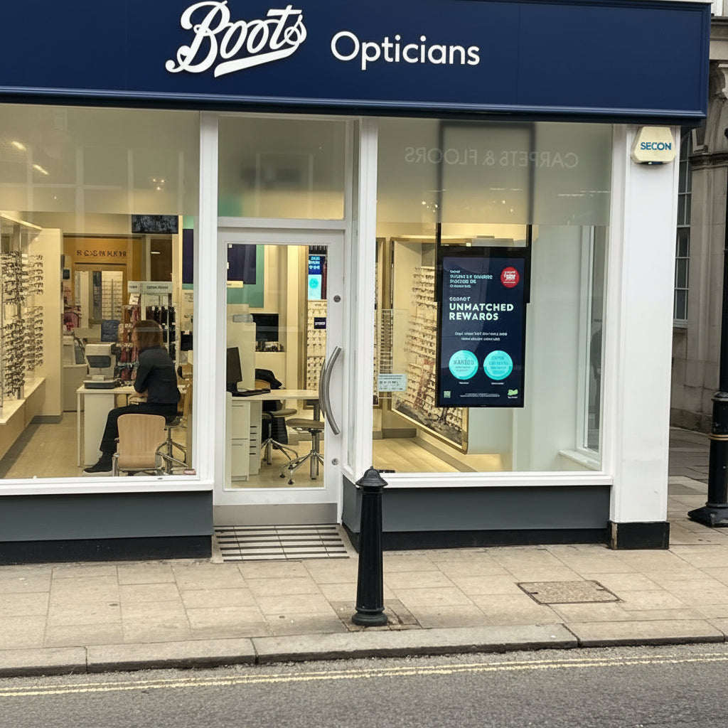 Ultra High Brightness Hanging Double Sided Digital Window Displays 3,500 cd/m² | Floor or Ceiling Mount